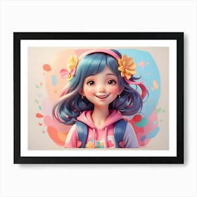 Girl With Blue Hair Art Print