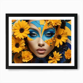 Beautiful Woman With Flowers Art Print