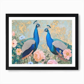 Floral Animal Illustration Peacock 1 Art Print