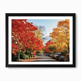 Autumn Foliage Comes Alive In This Design Leaves Flaunting A Riot Of Colors Including Crimson Verm (2) 1 Art Print