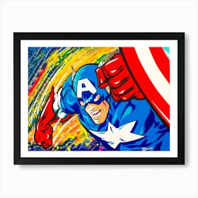 Captain America in action Art Print