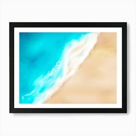 Greece, Seaside, beach and wave #6. Aerial view beach print. Sea foam Art Print