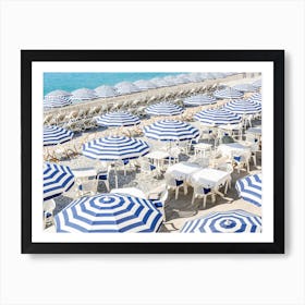 Blue White Umbrella Stripes Art Print
