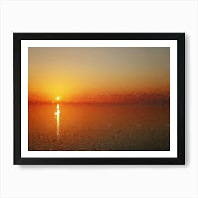 Orange Sunset, Sea, Oil Painting Art Print