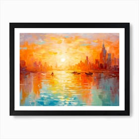 Pictorial Sky Blue City Art Print