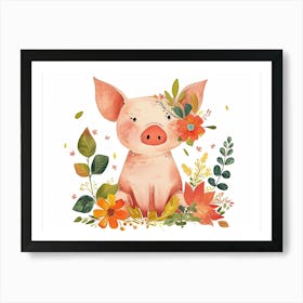 Little Floral Pig 2 Art Print