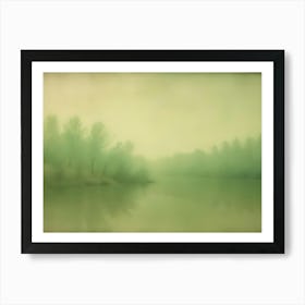 A Vintage Inspired Photograph Of A Foggy River Scene Art Print