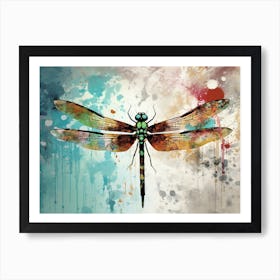 Dragonfly Illustration Meadow Watercolour 3 Art Print