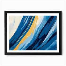 Blue And Yellow Abstract Painting 6 Art Print