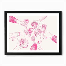 Group Of Hands Holding Drinks Art Print