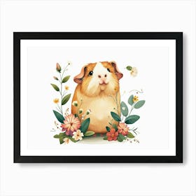 Little Floral Guinea Pig 4 Art Print