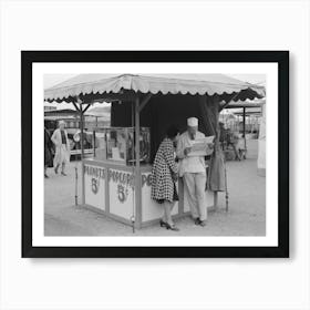 Popcorn Man And His Wife Studying The Map, County Fair, Gonzales, Texas By Russell Lee Art Print