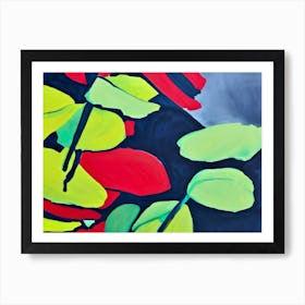Abstract Painting Of Red, Yellow, And Green Leaves Art Print