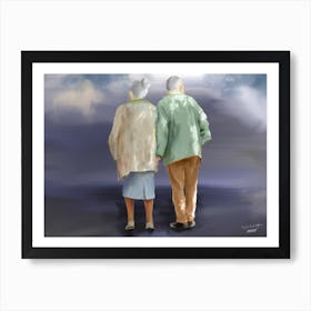Old Couple Walking Art Print