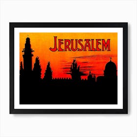 Jerusalem On Sunset, Vintage Travel Poster Affiche