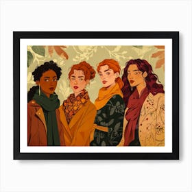 Four Women In Autumn Art Print