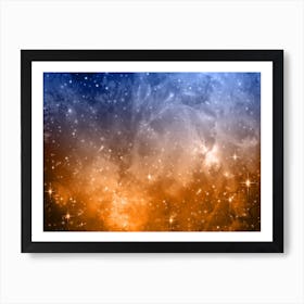 Orange Blue Galaxy Space Background Art Print