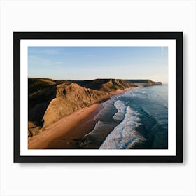 Westcoast of Portugal by drone with golden hour Art Print