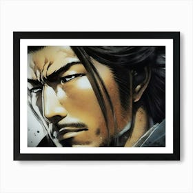 A Blind Samurai With Charismatic Calm Face as a Detailed Colored Pencil Drawing 300dpi Meta Art Print