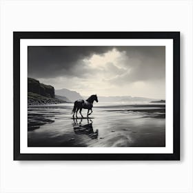 A Horse Oil Painting In Rhossili Bay Wales, Uk, Landscape 4 Art Print