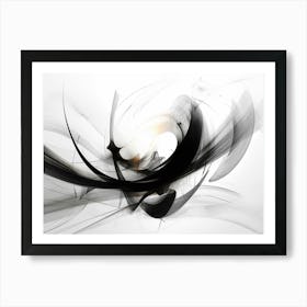 Quantum Entanglement Abstract Black And White 13 Art Print