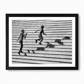 On The Stairs  Art Print