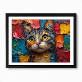 Whiskered Masterpieces: A Feline Tribute to Art History: Cat Painting 1 Art Print