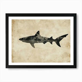 Whitetip Reef Shark Shark Shark Silhouette 7 Art Print