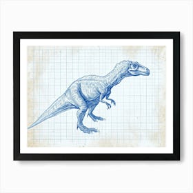 Detailed Allosaurus Dinosaur Blueprint Art Print