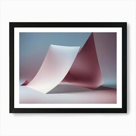 Abstract, Folded, White Paper Shapes Against A Pink And Blue Gradient Background Art Print