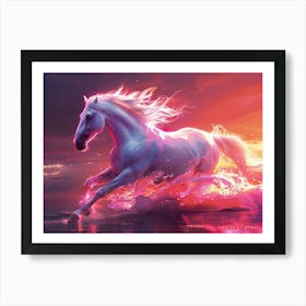 Horse Running In The Water 2 Art Print