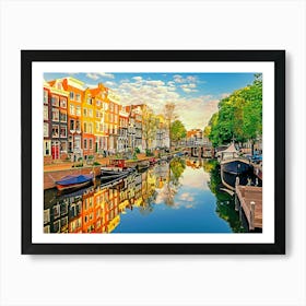 Traditional Dutch Houses Along The Canal In Jordaan District, Amsterdam Art Print