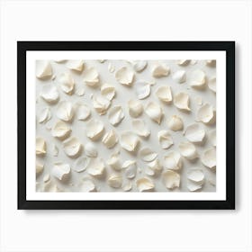 White Rose Petals On White Background Art Print