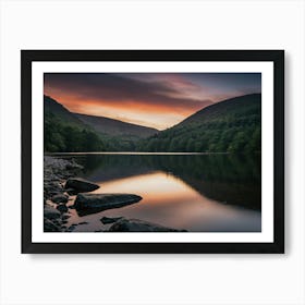 Sunset Over A Lake Art Print