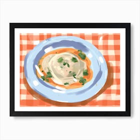 A Plate Of Ravioli, Top View Food Illustration, Landscape 4 Art Print