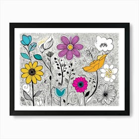 Flowers And Butterflies 3 Art Print