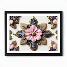 Pink And Blue Flowers Art Print