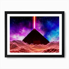 Neon space landscape: Pyramid [synthwave/vaporwave/cyberpunk] — aesthetic retrowave neon poster Art Print