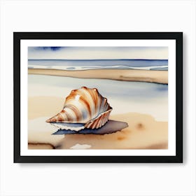 Seashell on the beach, watercolor painting 6 Art Print