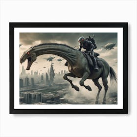 Dystopian Lizard Horse With Cyclops Rider Art Print