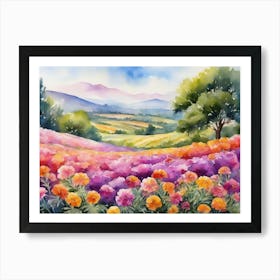 Watercolor Of Flowers 2 Art Print