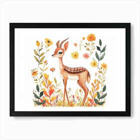 Little Floral Gazelle 2 Art Print