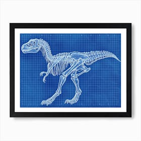 Maiasaura Skeleton Hand Drawn Blueprint 2 Art Print