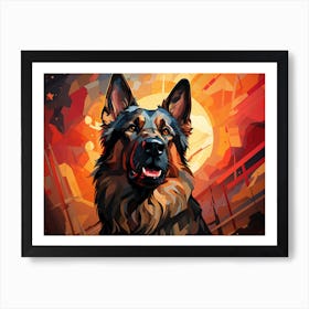 German Shepherd Painting Art Print