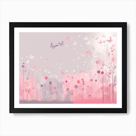 Pink Butterflies VECTOR ART Art Print