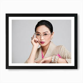 Portrait Of An Elegant Asian Woman With A Preference For Thai Or Japanese Luxury Lifestyles Adorned Art Print