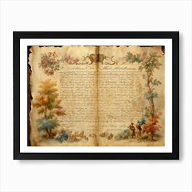 Antique Parchment Page Exhibiting The Essence Of A Bygone Era Textured Like Vintage Watercolor Edg (2) Poster