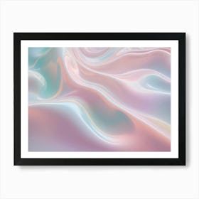 Abstract Background Of Iridescent, Flowing Lines In Shades Of Pink, Blue, And Teal Art Print