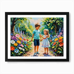 Kids In The Garden Art Print