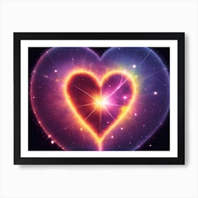 A Colorful Glowing Heart On A Dark Background Horizontal Composition 58 Art Print